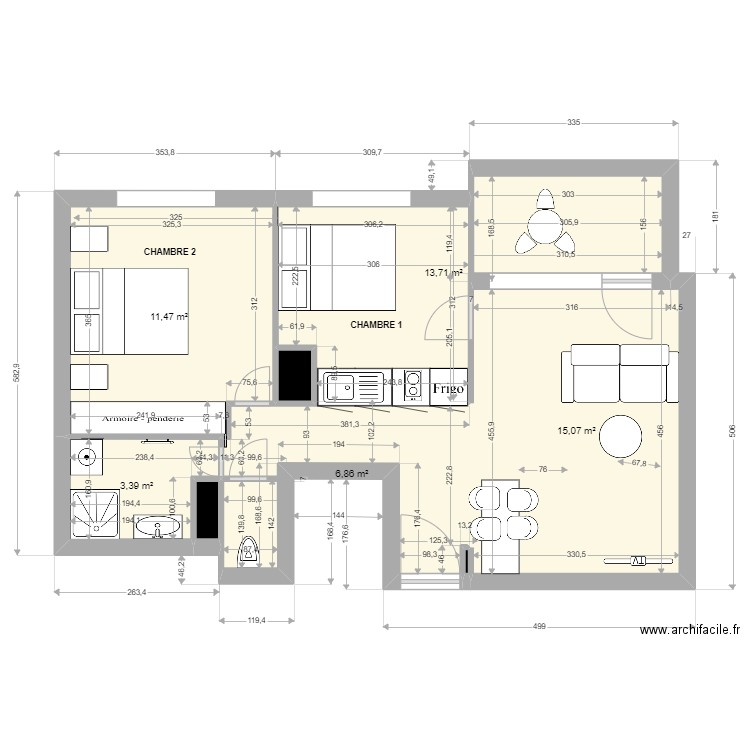 T2T3 Marlyse Mireles cuisine couloir. Plan de 0 pièce et 0 m2