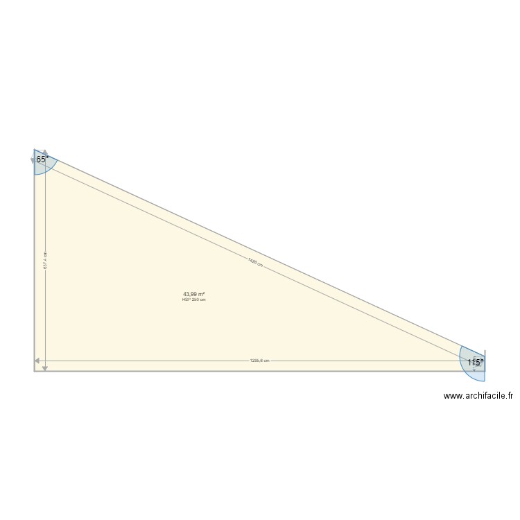 MUR FOND 2. Plan de 1 pièce et 44 m2