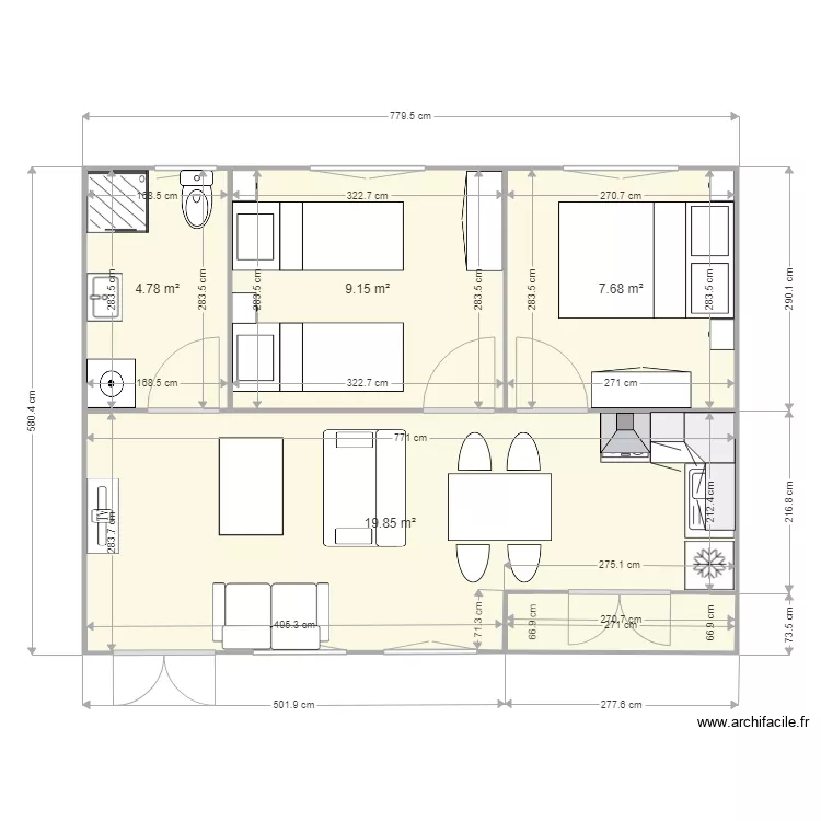 MODELE DORDOGNE 45M2. Plan de MODELE DORDOGNE 45M2. Plan de