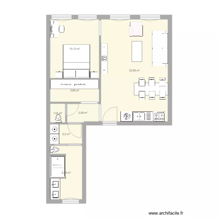 st denis T2. Plan de 