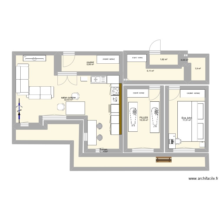 Appartement Asnières 2. Plan de 0 pièce et 0 m2