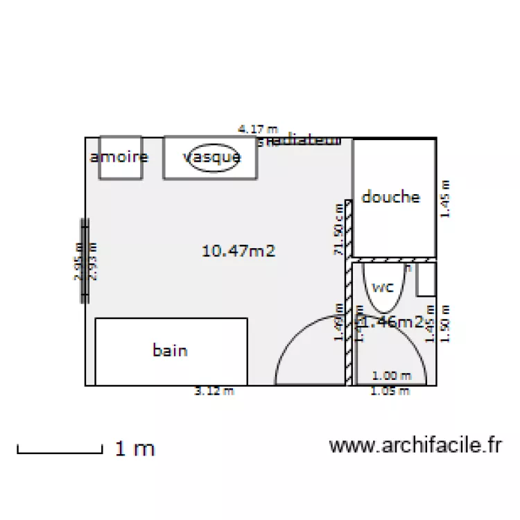 salle de bain. Plan de 