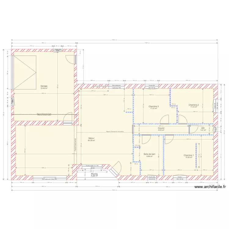Maison David M&eacute;lanie Sans meubles. Plan de 