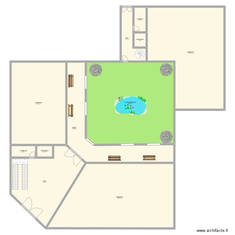 Rez de chaussé. Plan de 11 pièces et 755 m2