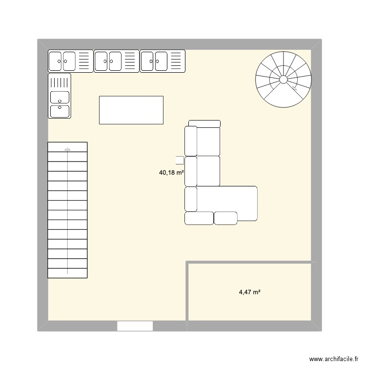 bassin 1er. Plan de 2 pièces et 45 m2