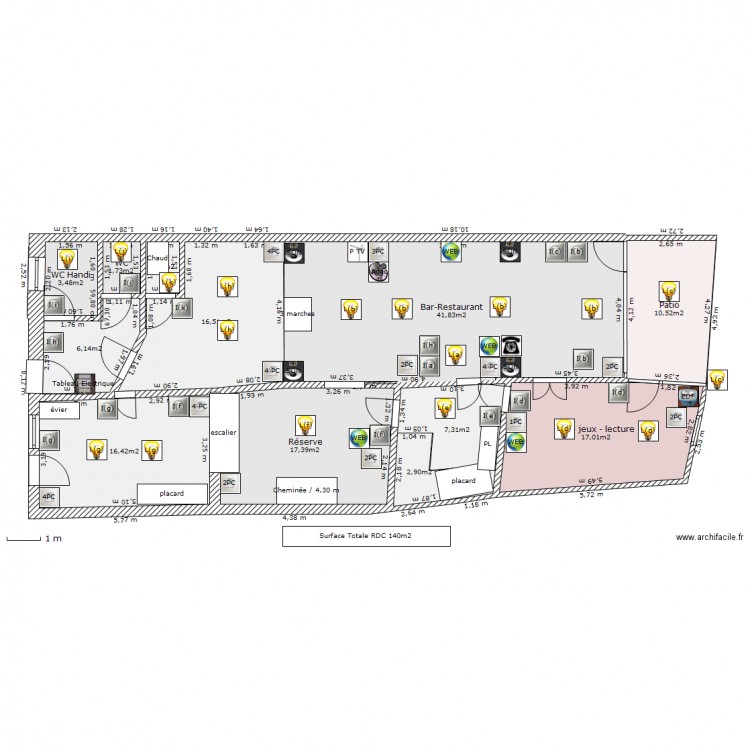 RDC resto travaux ELEC. Plan de 0 pièce et 0 m2