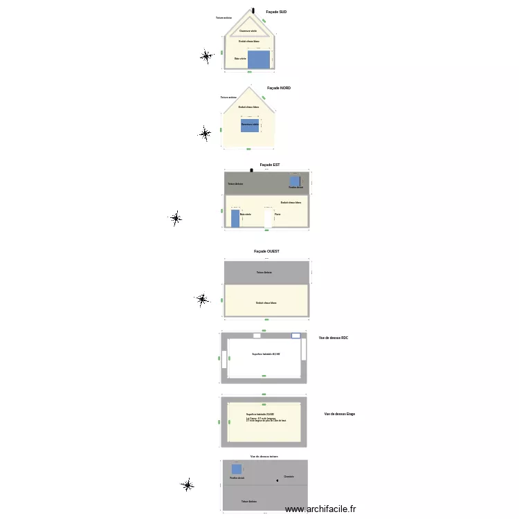 facade 2 nord sud . Plan de 