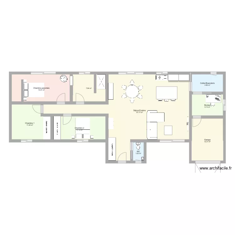 Maison en T. Plan de 