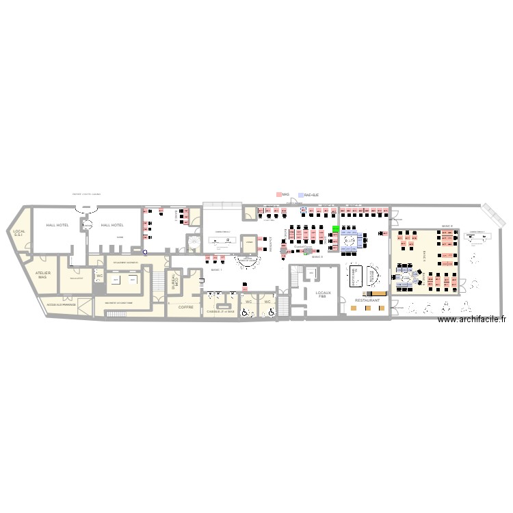 Plan de salle RDC au 6 Septembre 2022. Plan de 20 pièces et 302 m2