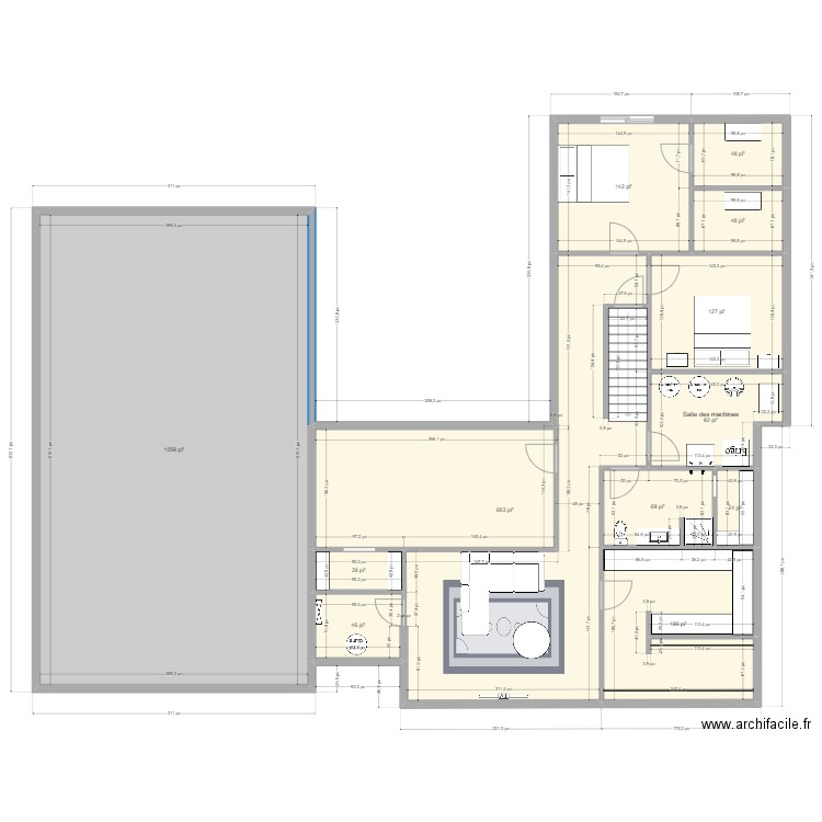 Sous-sol version 1 - 3. Plan de 12 pièces et 235 m2