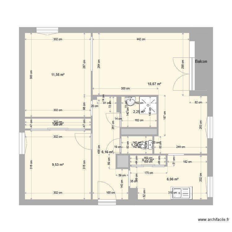 NOURRY LEA Projet. Plan de 12 pièces et 60 m2