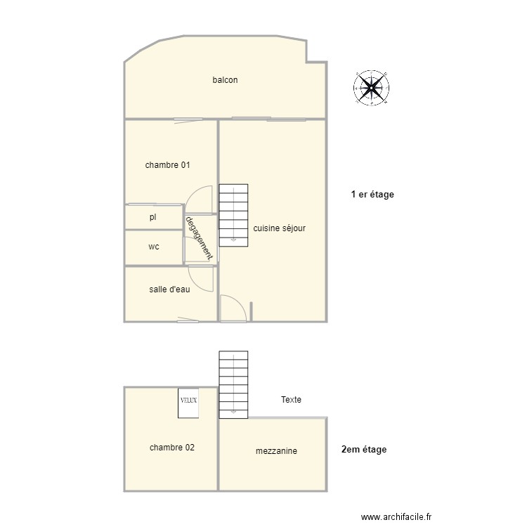 titre. Plan de 9 pièces et 56 m2