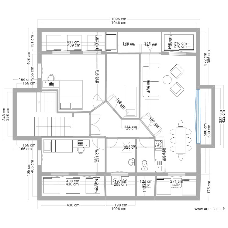 Plan 2eme Etage. Plan de 2 pièces et 6 m2