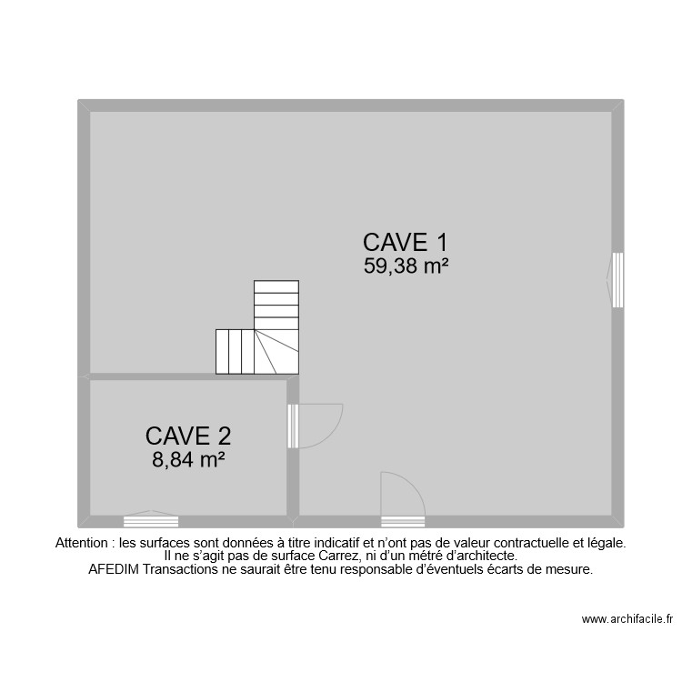 BI 11499 CAVE. Plan de 2 pièces et 68 m2