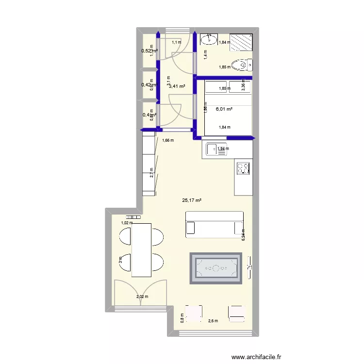 Appartement Westende bis. Plan de 6  et 36 m²