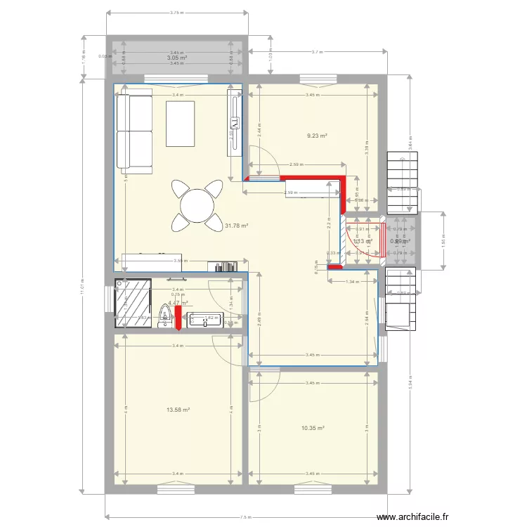 Maison des potiers Version 6 - Cuisine. Plan de 