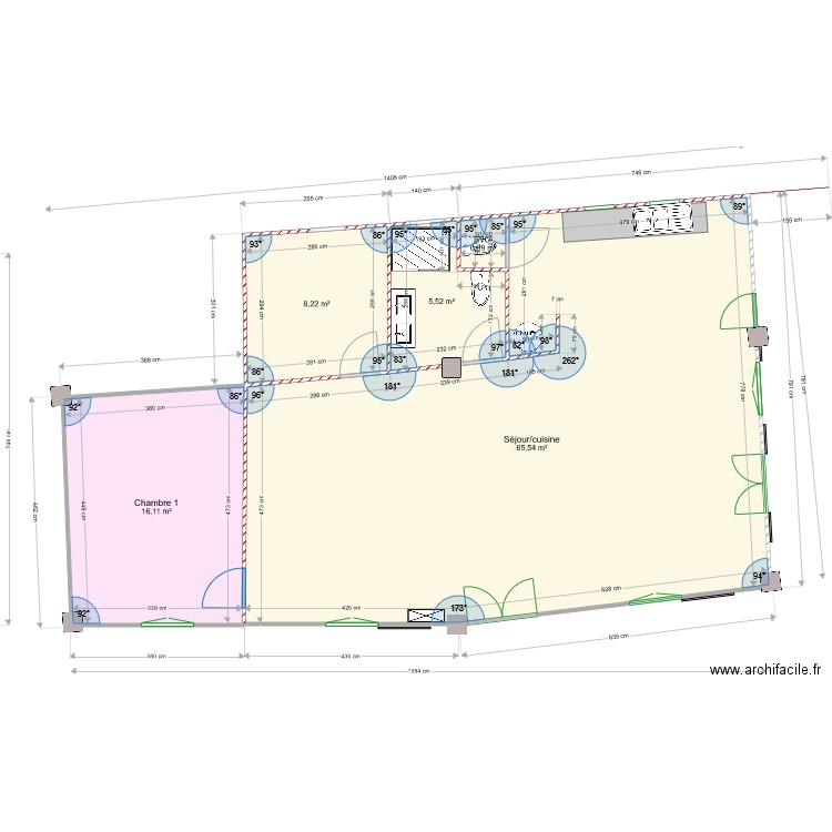 manuiserie20. Plan de 5 pièces et 96 m2