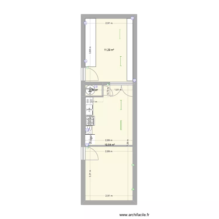 buvette foot. Plan de 3  et 32 m²