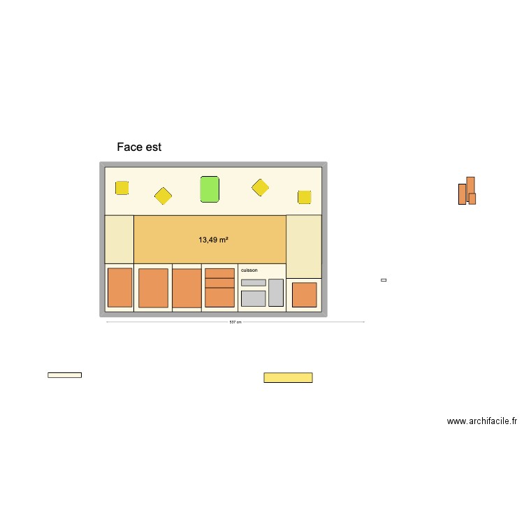 cuisine 25-03 A. Plan de 1 pièce et 13 m2