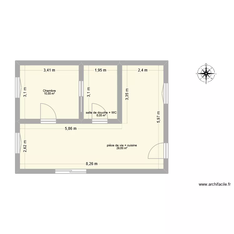 plan T2 résidence Ponsardin. Plan de 3 et 46 m² plan T2 résidence Ponsardin. Plan de 3 et 46 m²