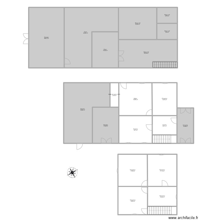 Maison crevic. Plan de 22 pièces et 361 m2
