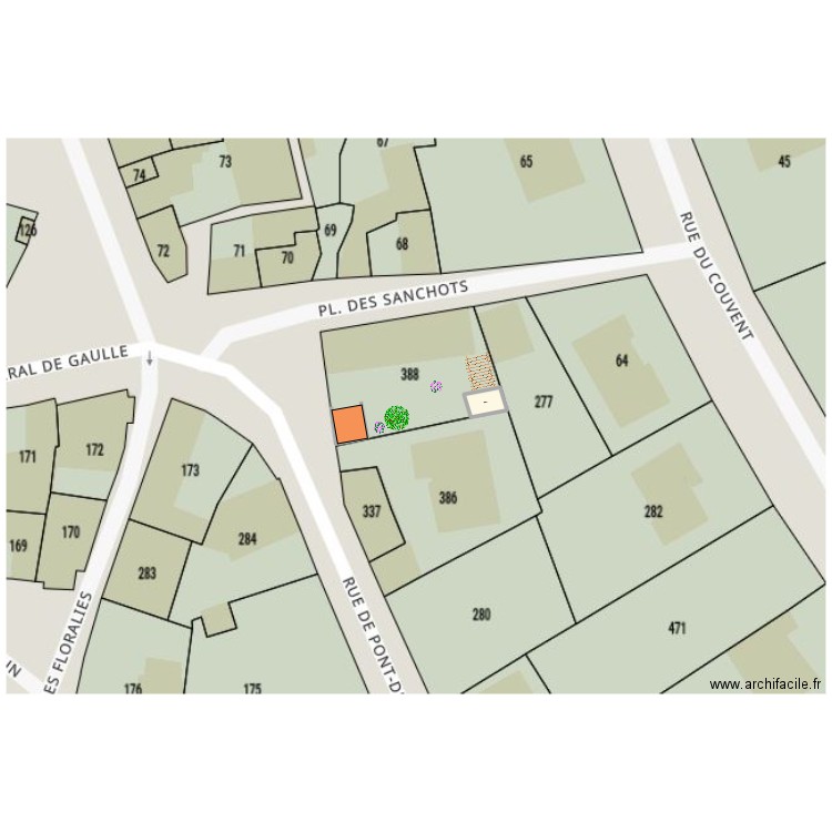 Bureau de jardin cadastre. Plan de 1 pièce et 20 m2