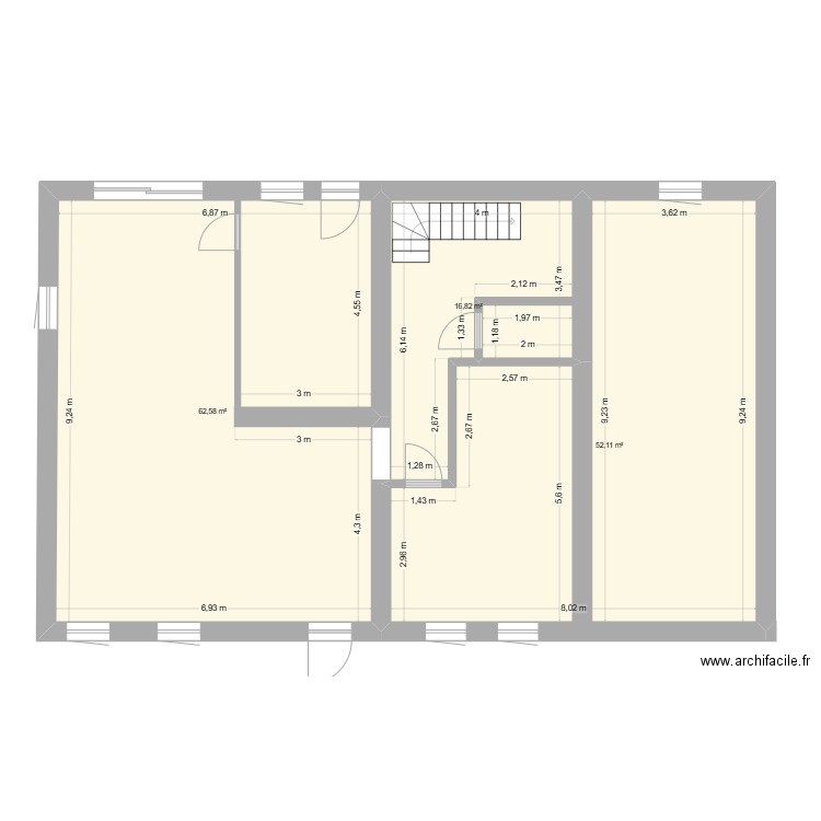 renovation 15 r. Plan de 3 pièces et 132 m2