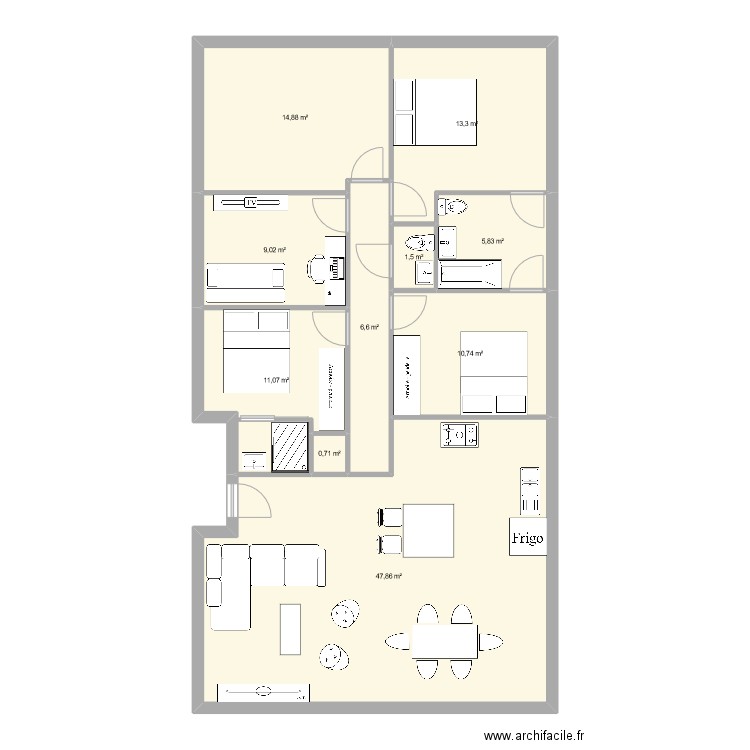 samuel maison projet v4. Plan de 10 pièces et 122 m2