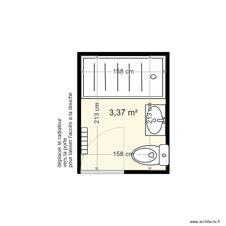 JANKOWSKI MARTINE . Plan de 1 pièce et 3 m2