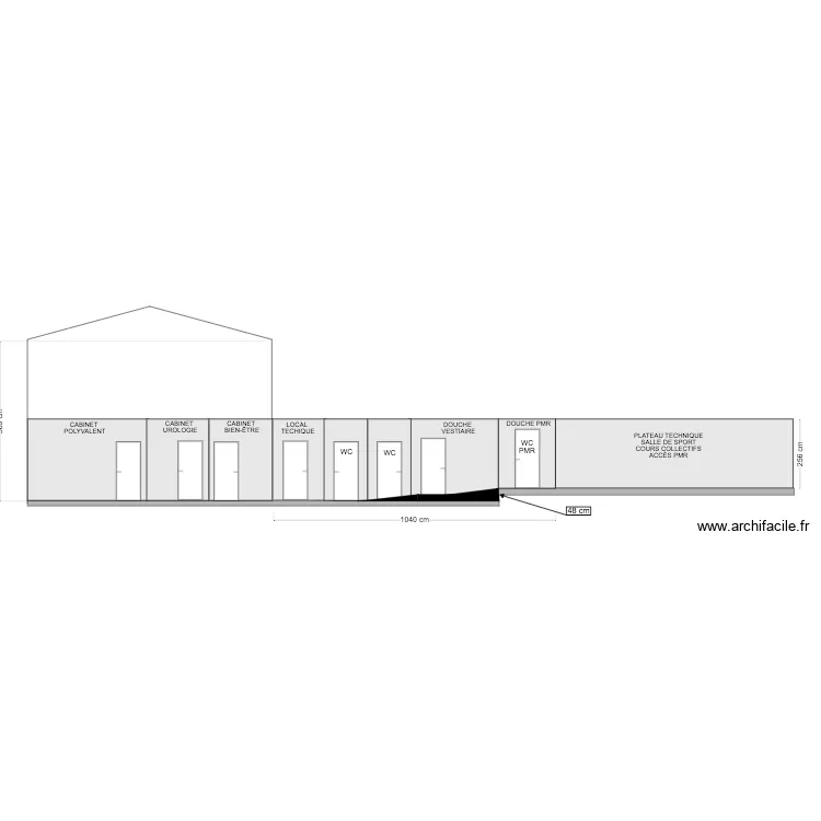 coupe de facade int&eacute;rieur. Plan de 