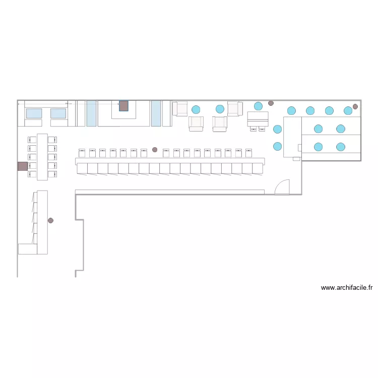 topo bar 2 avc fauteuils. Plan de 