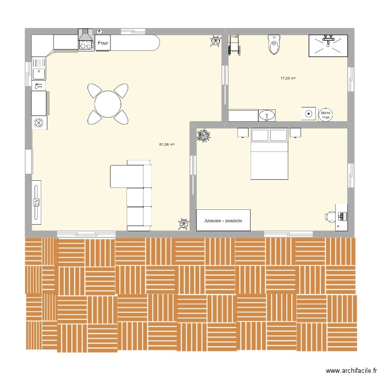 domotique. Plan de 2 pièces et 99 m2