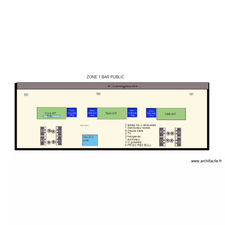 ZONE 1 BAR PUBLIC. Plan de 