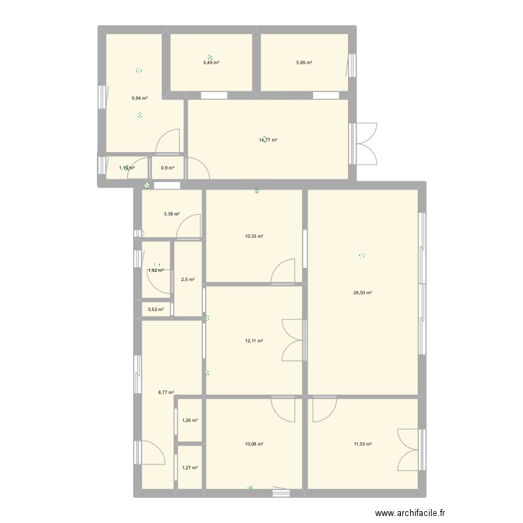 Maison BNS actuel. Plan de 18 pièces et 127 m2