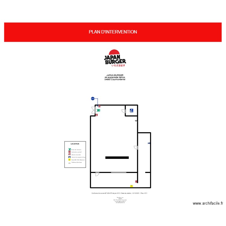 japan burger. Plan de 3 pièces et 243 m2