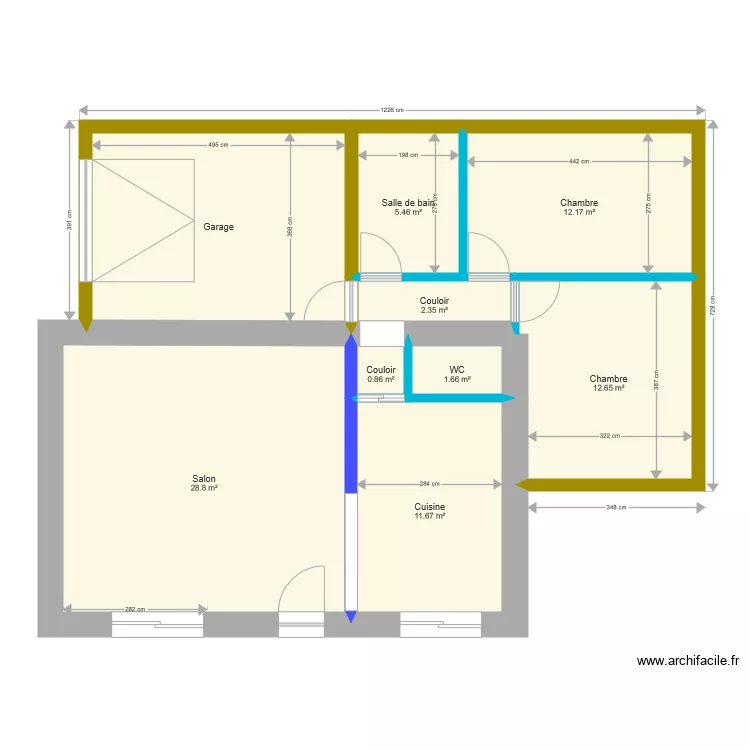 Maison les jaunais extension plus petite. Plan de 