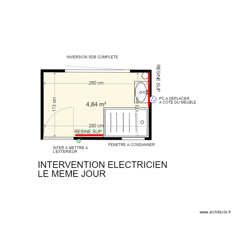 DASSONNEVILLE BRUNO. Plan de 1 pièce et 5 m2