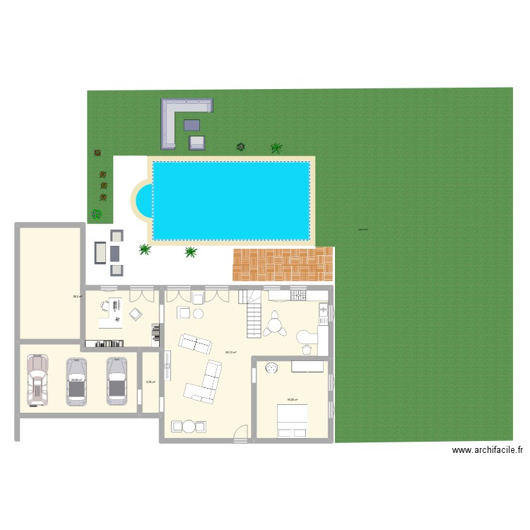 rdc1. Plan de 5 pièces et 150 m2