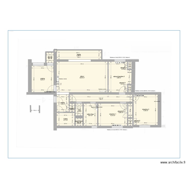 rénovation id Acoor. Plan de 18 pièces et 98 m2