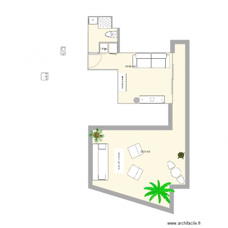 studio 16M2. Plan de 0 pièce et 0 m2