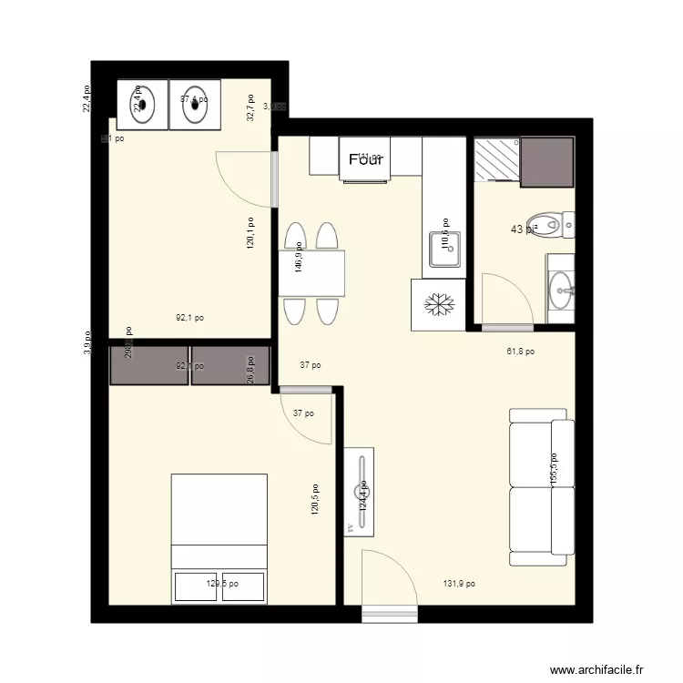 appartement actuel. Plan de 