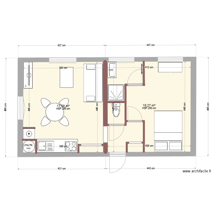 BLANCHARD EMPORIO LARMOR BADEN. Plan de 2 pièces et 36 m2