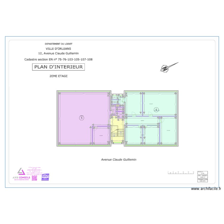 R+2 Guillemin. Plan de 13 pièces et 219 m2