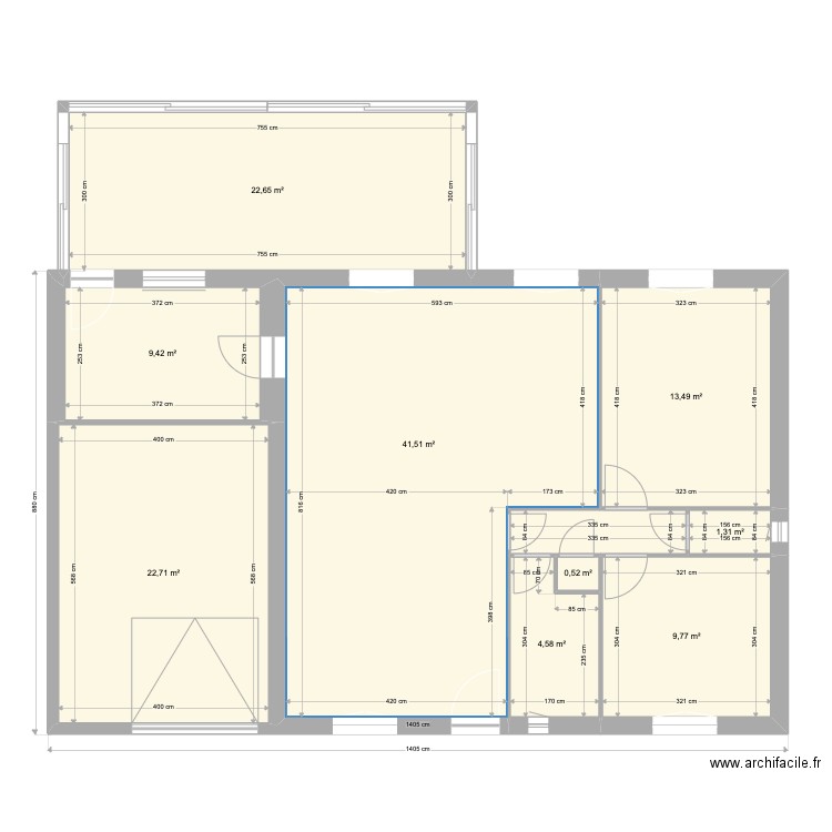 Maison existante. Plan de 10 pièces et 129 m2