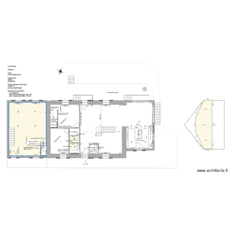 projet aménagement rdc elec. Plan de 0 pièce et 0 m2