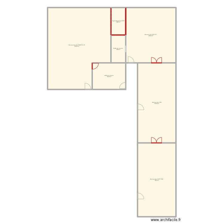Agrandissement et changement des bureaux . Plan de 0 pièce et 0 m2