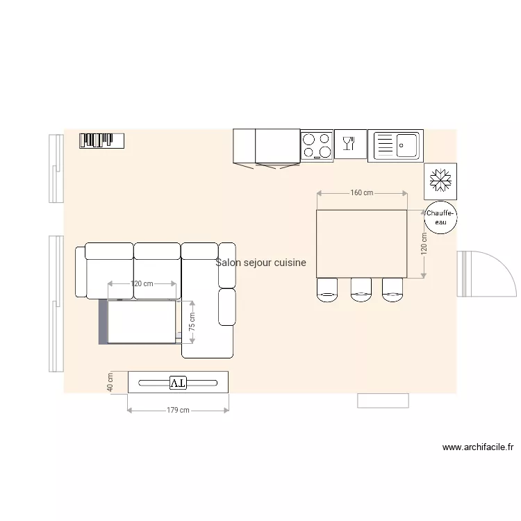 Salon sejour cuisine. Plan de Salon sejour cuisine. Plan de