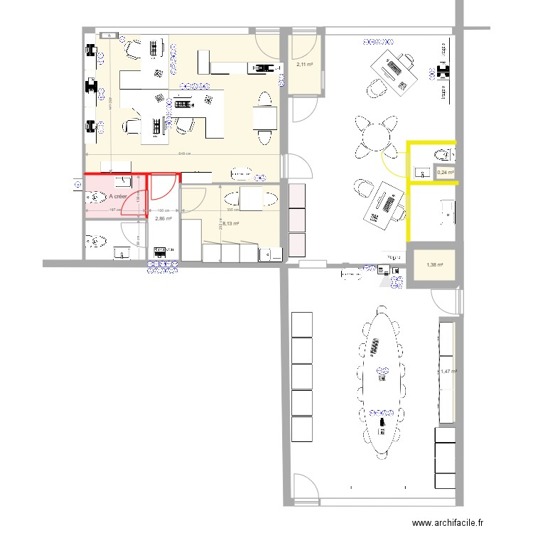 Bureaux Niton 2022 maçonnerie. Plan de 9 pièces et 51 m2