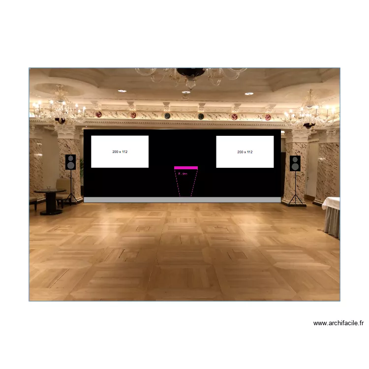 Vue de face SWM 2 projections. Plan de 