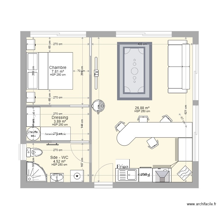 bel oeil  plan projet aménagé ultra compact. Plan de 0 pièce et 0 m2